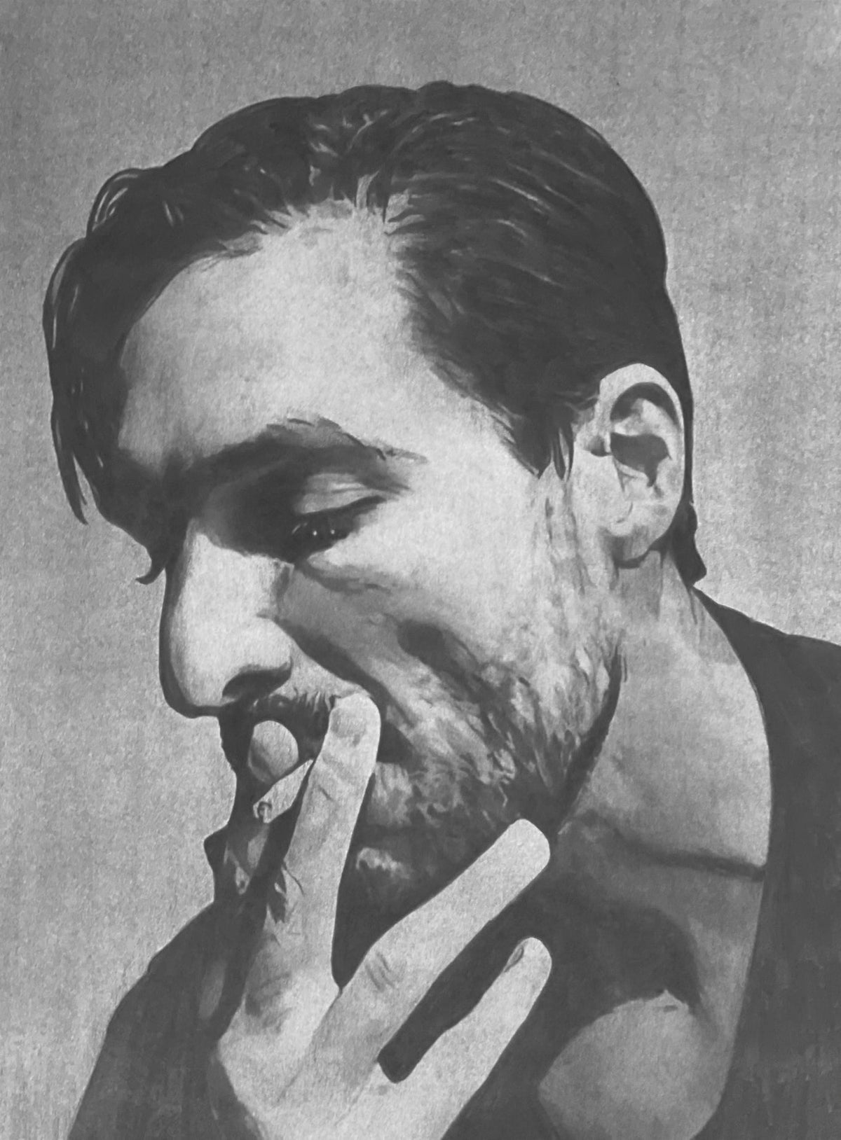 Original Self-Portrait Drawing Of Seth Jennemann On Paper Using Graphite, Charcoal and Ink. " Addict Till It Falls"
