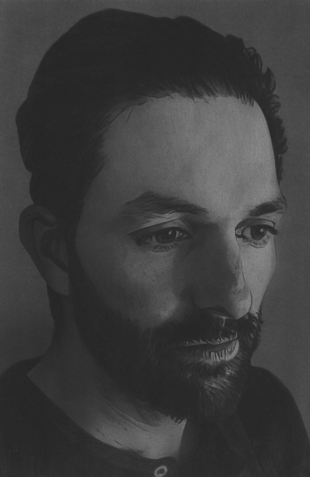Original Self-Portrait Drawing On Paper Using Graphite, Charcoal and Ink by Seth Jennemann. " History Sticks To Your Feet "
