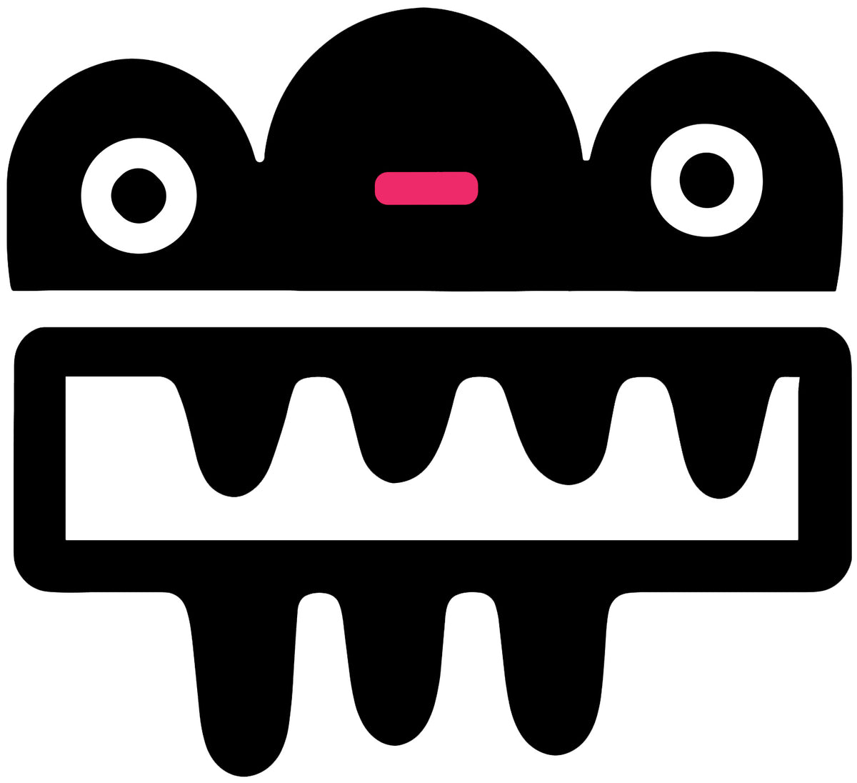 MEFREEK Seth Jennemann Jentlebot Dribble – expressive robot with black face mask, pink limbs and heart chest emblem, dynamic pose suggesting motion, playful pop-surreal vector character.