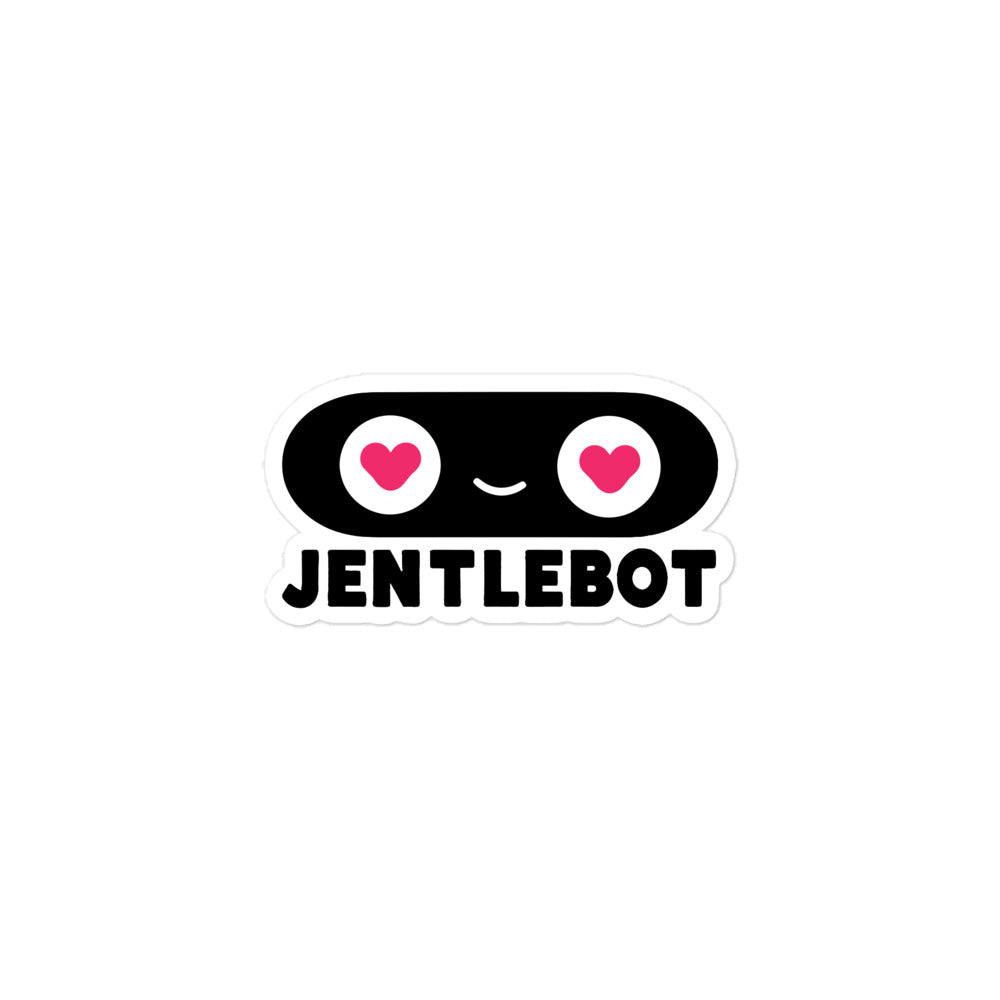 Logo of Jentlebot with heart symbols and a smiley face on a white background